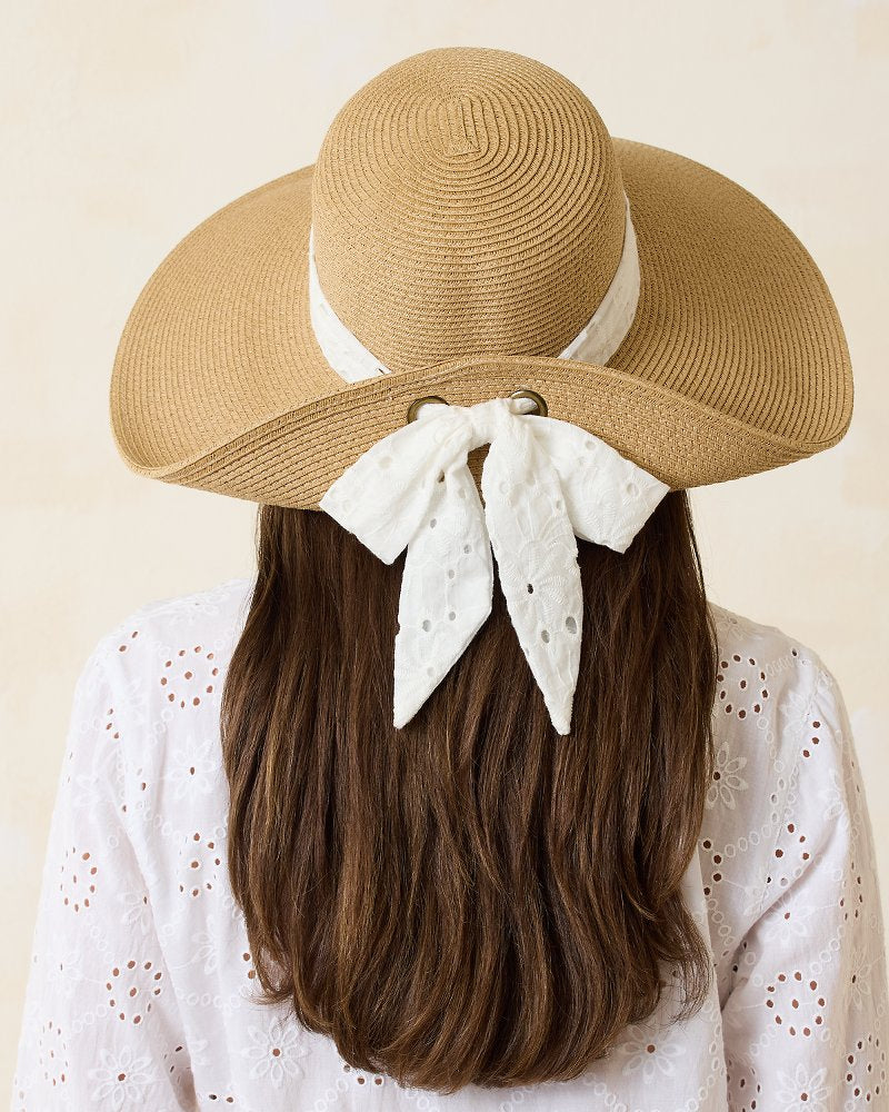 Tommy Bahama | Ultra-Braid Bow Sun Hat / White