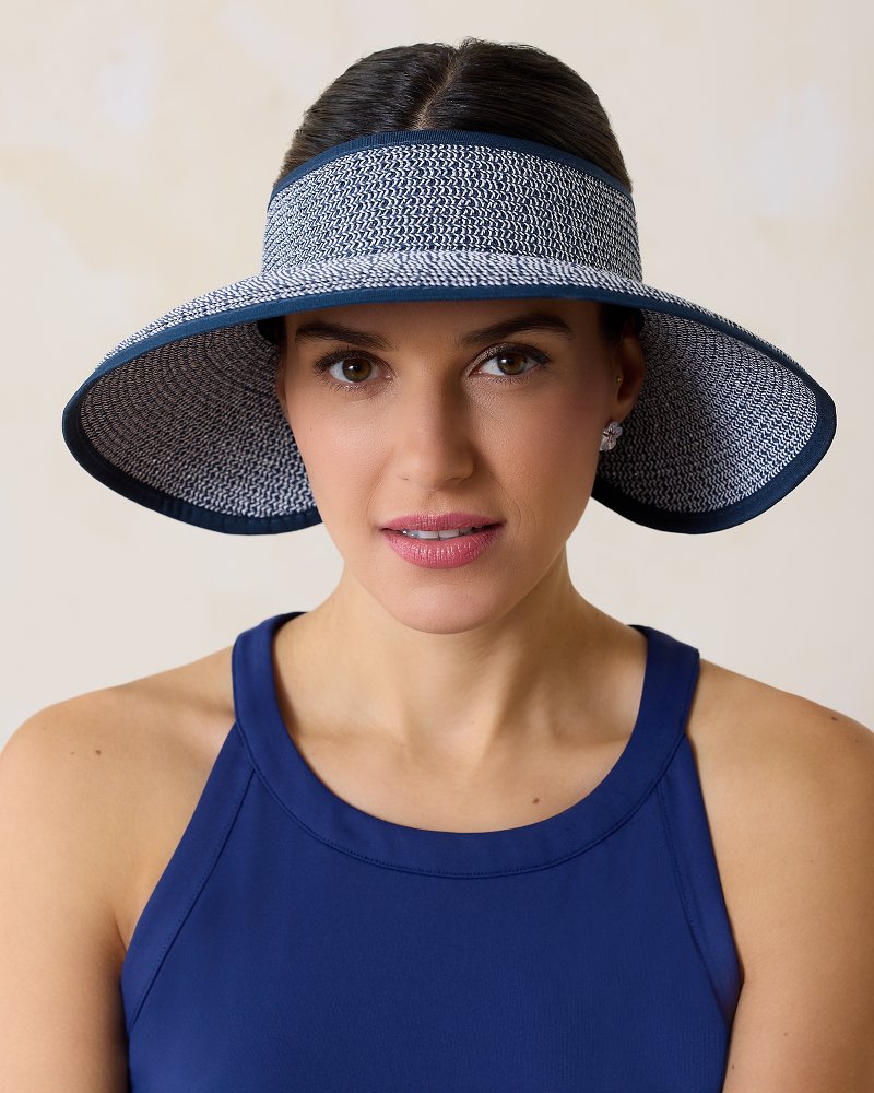 Tommy Bahama | Packable Ultra-Braid Visor / Navy/White Mix