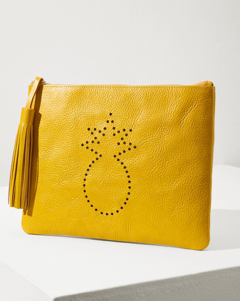 Tommy Bahama | Tommy Bahama Perforated Leather Pouch / Yellow