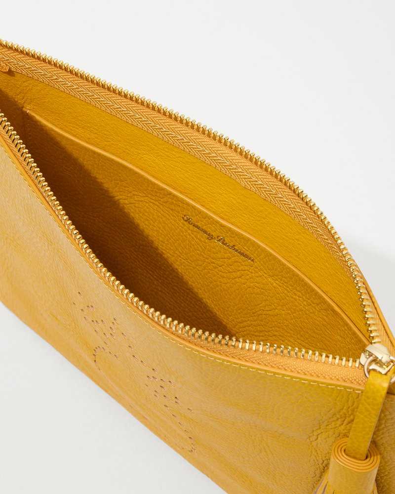Tommy Bahama | Tommy Bahama Perforated Leather Pouch / Yellow