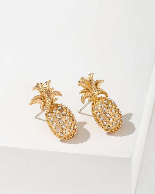 Tommy Bahama | Tropical Blooms Pineapple Stud Earrings / Gold